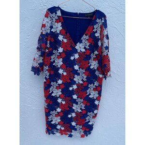 Eloquii Womens Floral Crochet Midi Dress Multicolor Sz 16